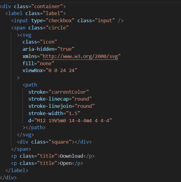 HTML structure for interactive download button